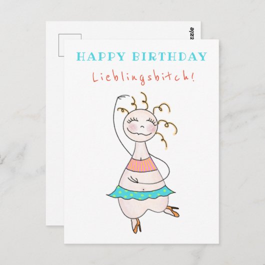 Postkarte Geburtstag Happy Birthday Lieblingsbitch Briefkaart (Voorkant / Achterkant)