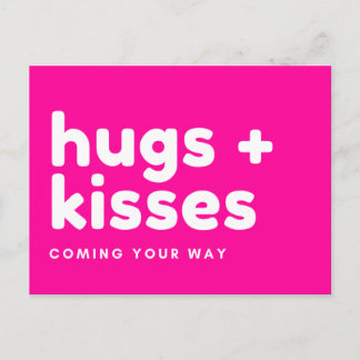 Postkarte - "hugs + kisses coming your way" briefkaart