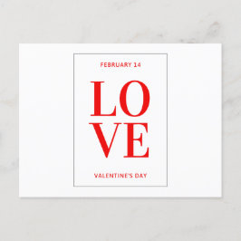 Postkarte - "Love You Feb 14 Valentines Day" Briefkaart