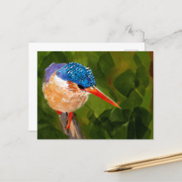 Postkarte mit handgemaltem Eisvogel Briefkaart