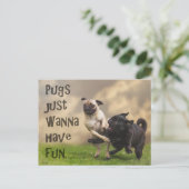 Postkarte "Pugs just wanna have fun" Briefkaart (Staand voorkant)