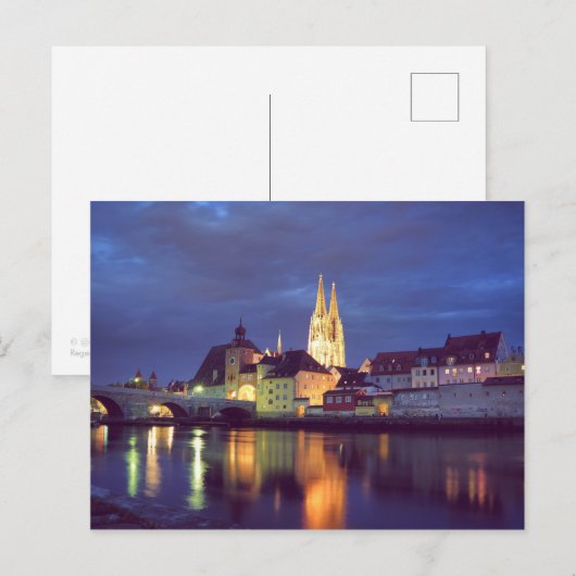 Postkarte Regensburg in der Nacht Briefkaart (Voorkant / Achterkant)