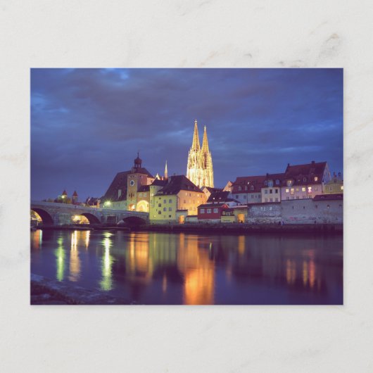 Postkarte Regensburg in der Nacht Briefkaart (Voorkant)