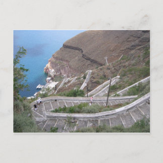 Postkarte Santorini Fira Treppe zum Hafen Briefkaart