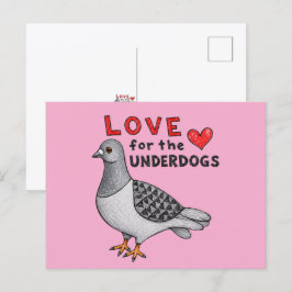 Postkarte Slogan "Love For The Underdogs" Taube Briefkaart