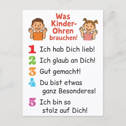 Postkarte „Was Kinderohren brauchen“ Briefkaart (Voorkant)