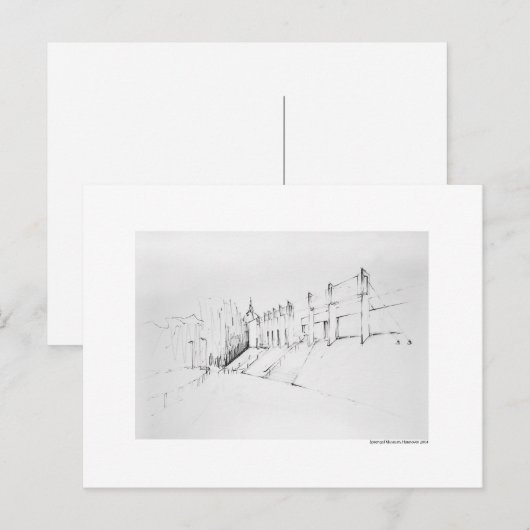 Postkarte Zeichnung Bleistift Hannover Landschaft Briefkaart (Voorkant / Achterkant)