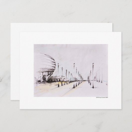 Postkarte Zeichnung Bleistift Hannover Landschaft Briefkaart (Voorkant / Achterkant)