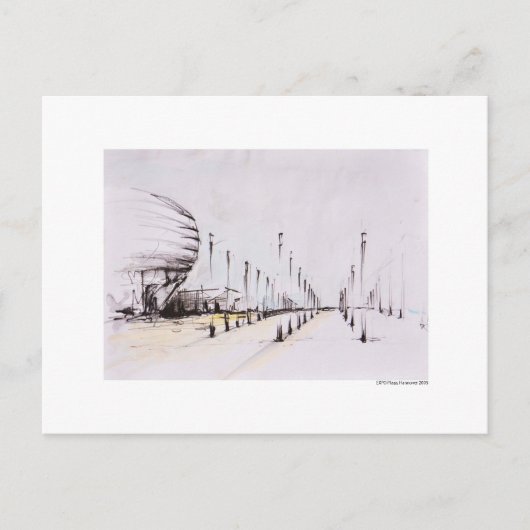 Postkarte Zeichnung Bleistift Hannover Landschaft Briefkaart (Voorkant)