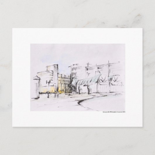 Postkarte Zeichnung Bleistift Hannover Landschaft Briefkaart (Voorkant)