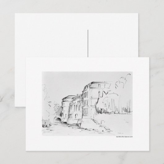 Postkarte Zeichnung Bleistift Hannover Landschaft Briefkaart (Voorkant / Achterkant)