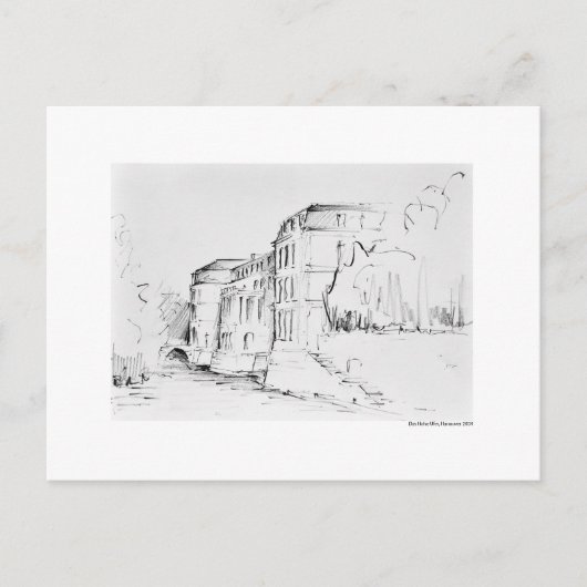 Postkarte Zeichnung Bleistift Hannover Landschaft Briefkaart (Voorkant)