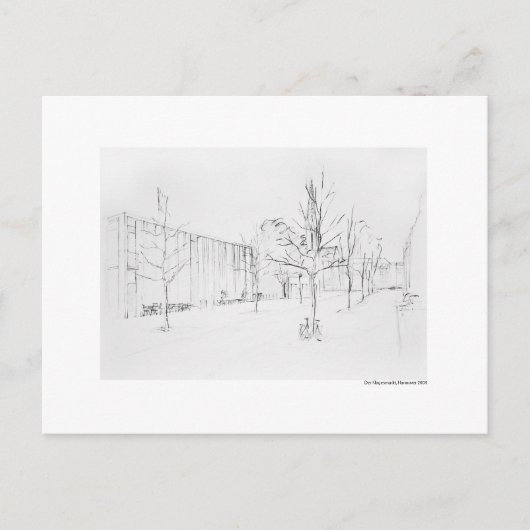 Postkarte Zeichnung Bleistift Hannover Landschaft Briefkaart (Voorkant)