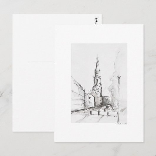 Postkarte Zeichnung Bleistift Hannover Landschaft Briefkaart (Voorkant / Achterkant)