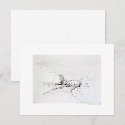 Postkarte Zeichnung Bleistift Hannover Landschaft Briefkaart (Voorkant / Achterkant)