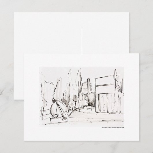 Postkarte Zeichnung Bleistift Hannover Landschaft Briefkaart (Voorkant / Achterkant)