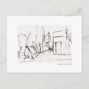 Postkarte Zeichnung Bleistift Hannover Landschaft Briefkaart