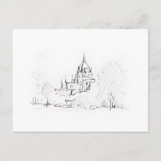 Postkarte Zeichnung Bleistift Hannover Landschaft Briefkaart (Voorkant)