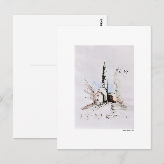 Postkarte Zeichnung Bleistift Hannover Landschaft Briefkaart (Voorkant / Achterkant)