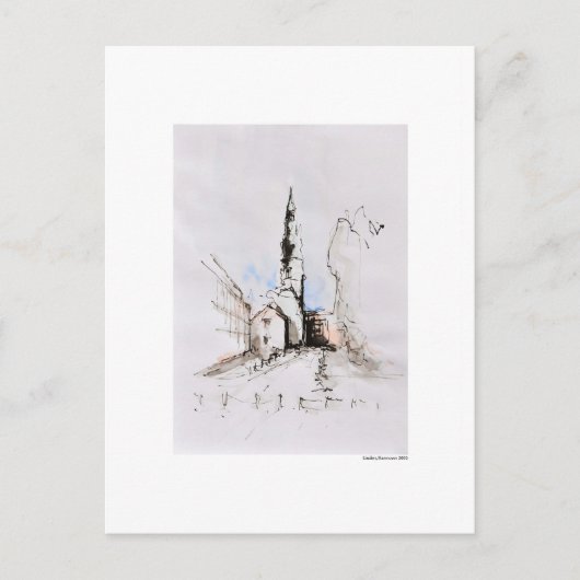 Postkarte Zeichnung Bleistift Hannover Landschaft Briefkaart (Voorkant)