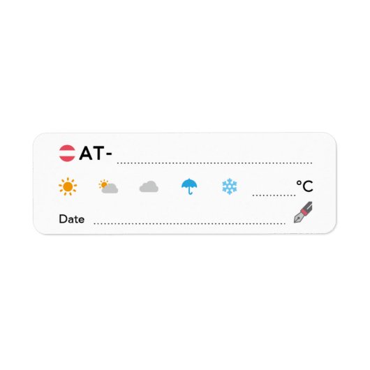 Postkruising ID AT Austria Österreich Weather Date Etiket (Voorkant)