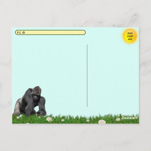 Postkruising Peek-A-Boo Gorilla met ID # Box Briefkaart (Achterkant)