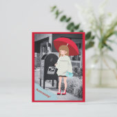 Postkruising Red Umbrella Girl Briefkaart (Staand voorkant)