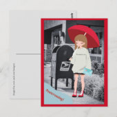 Postkruising Red Umbrella Girl Briefkaart (Voorkant / Achterkant)