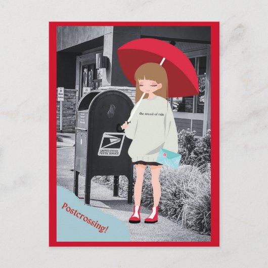 Postkruising Red Umbrella Girl Briefkaart (Voorkant)