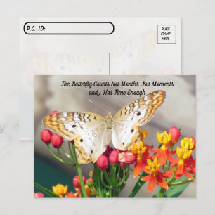Postkruising - White Peacock Butterfly Quote Briefkaart