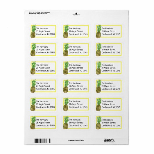 Postlabel anananas etiket (Full Sheet)