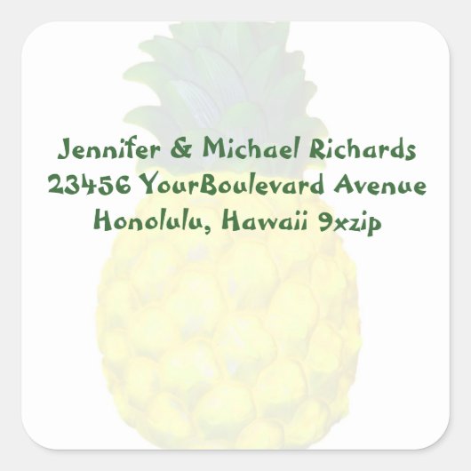 Postlabel anananas vierkante sticker (Voorkant)
