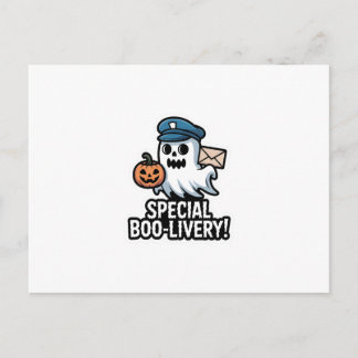 Postman Boo – Spooky Cute Halloween Ghost Delivery Uitnodiging Briefkaart