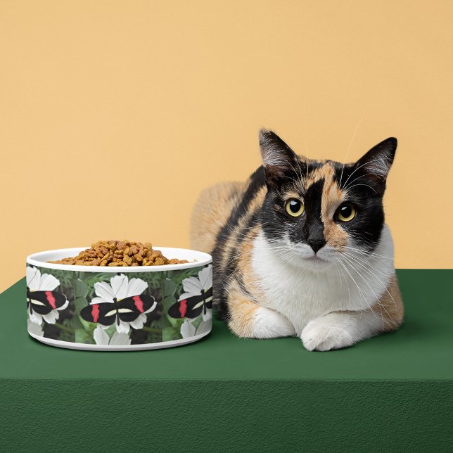 Postman Butterfly on Flower Photo Pattern Pet Voerbakje (In Situ)