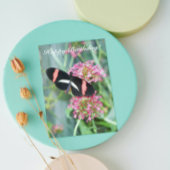 Postman Butterfly op Roze Flowers Birthday Kaart