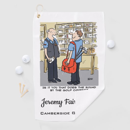 Postman heeft ronde in de buurt van golfbaan Carto Golfhanddoek (Insitu)