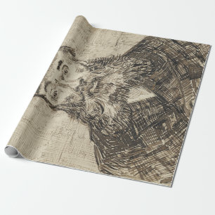 Postman Joseph Roulin (Sepia Sketch) (van Gogh) Cadeaupapier