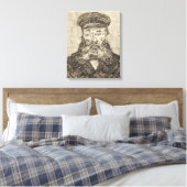 Postman Joseph Roulin (Sepia Sketch) (van Gogh) Canvas Afdruk (Insitu (Slaapkamer))
