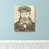 Postman Joseph Roulin (Sepia Sketch) (van Gogh) Canvas Afdruk (Insitu (Houten vloer))