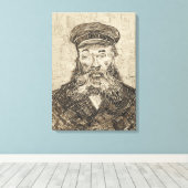 Postman Joseph Roulin (Sepia Sketch) (van Gogh) Canvas Afdruk (Insitu (Houten vloer))