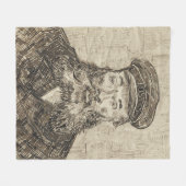 Postman Joseph Roulin (Sepia Sketch) (van Gogh) Fleece Deken (Voorkant (Horizontaal))