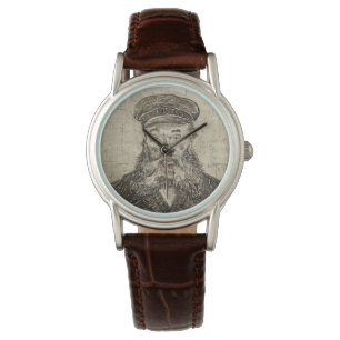 Postman Joseph Roulin (Sepia Sketch) (van Gogh) Horloge