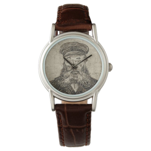 Postman Joseph Roulin (Sepia Sketch) (van Gogh) Horloge (Voorkant)
