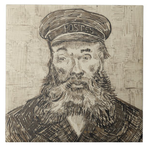 Postman Joseph Roulin (Sepia Sketch) (van Gogh) Tegeltje