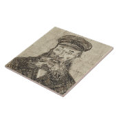 Postman Joseph Roulin (Sepia Sketch) (van Gogh) Tegeltje (Zijkant)