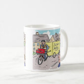 Postman met Junk Mail Cartoon. Koffiemok (Voorkant rechts)