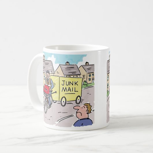 Postman met Junk Mail Cartoon. Koffiemok (Voorkant links)