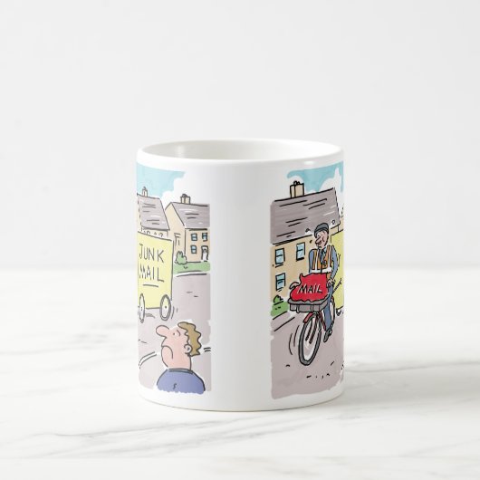 Postman met Junk Mail Cartoon. Koffiemok (Center)