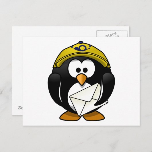 Postman Penguin Bird Cartoon Briefkaart (Voorkant / Achterkant)