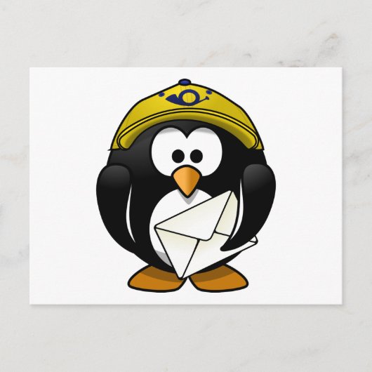 Postman Penguin Bird Cartoon Briefkaart (Voorkant)